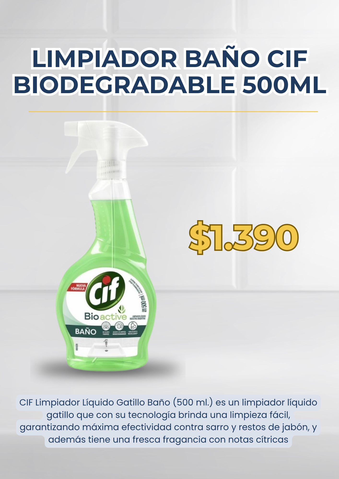 Limpiador Baño Cif Biodegradable Gatillo 500 ml
